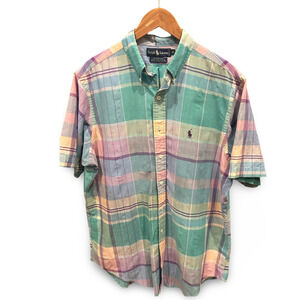 Vintage Ralph Lauren Madras Plaid Button-Down Shirt | Men’s XL | 100% Cotton